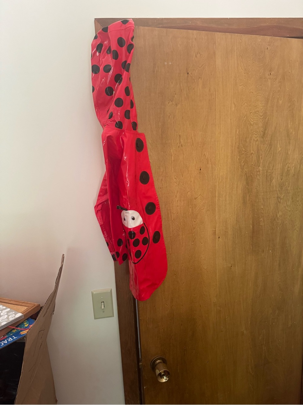 Kids Red Ladybug Hooded Raincoat with Playful Spot Print